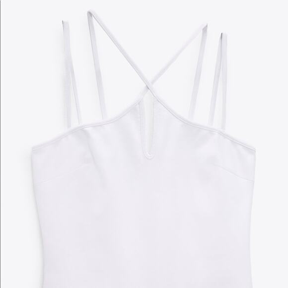 ZARA BLOGGER FAVORITE ELASTIC TRIM SHORT DRESS WHITE - Picture 9 of 10